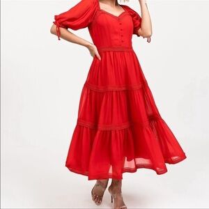 Rachel Parcell Red Tiered Sweetheart neckline Dress